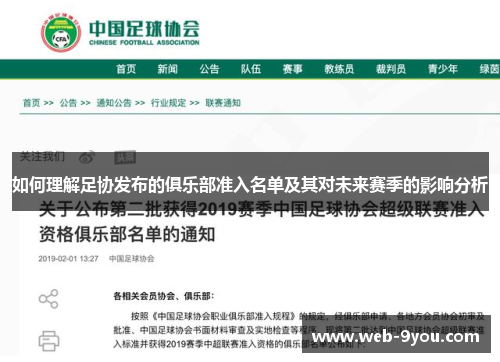 如何理解足协发布的俱乐部准入名单及其对未来赛季的影响分析