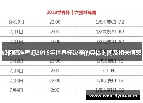 如何精准查询2018年世界杯决赛的具体时间及相关信息